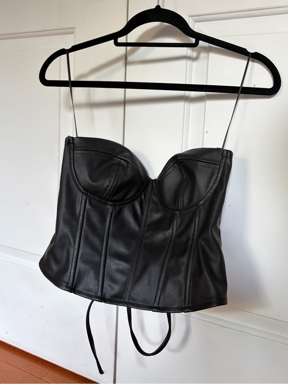 Black Faux Leather Bustier Corset Top Windsor size M NEVER WORN NO TAG